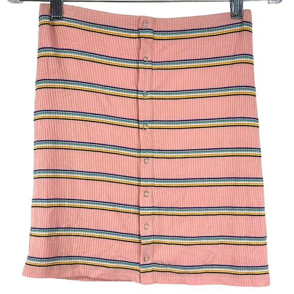 Privacy Please NWT Hopewell Metallic Pink Striped Mini Skirt Size S Rib Knit - Picture 3 of 11